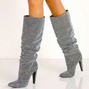 Steve‎ Madden ‘Crushing’ Rhinestone Slouchy Heeled Boots
